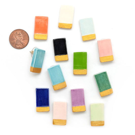 Modern Ceramic Rectangle Stud Earrings - Assorted