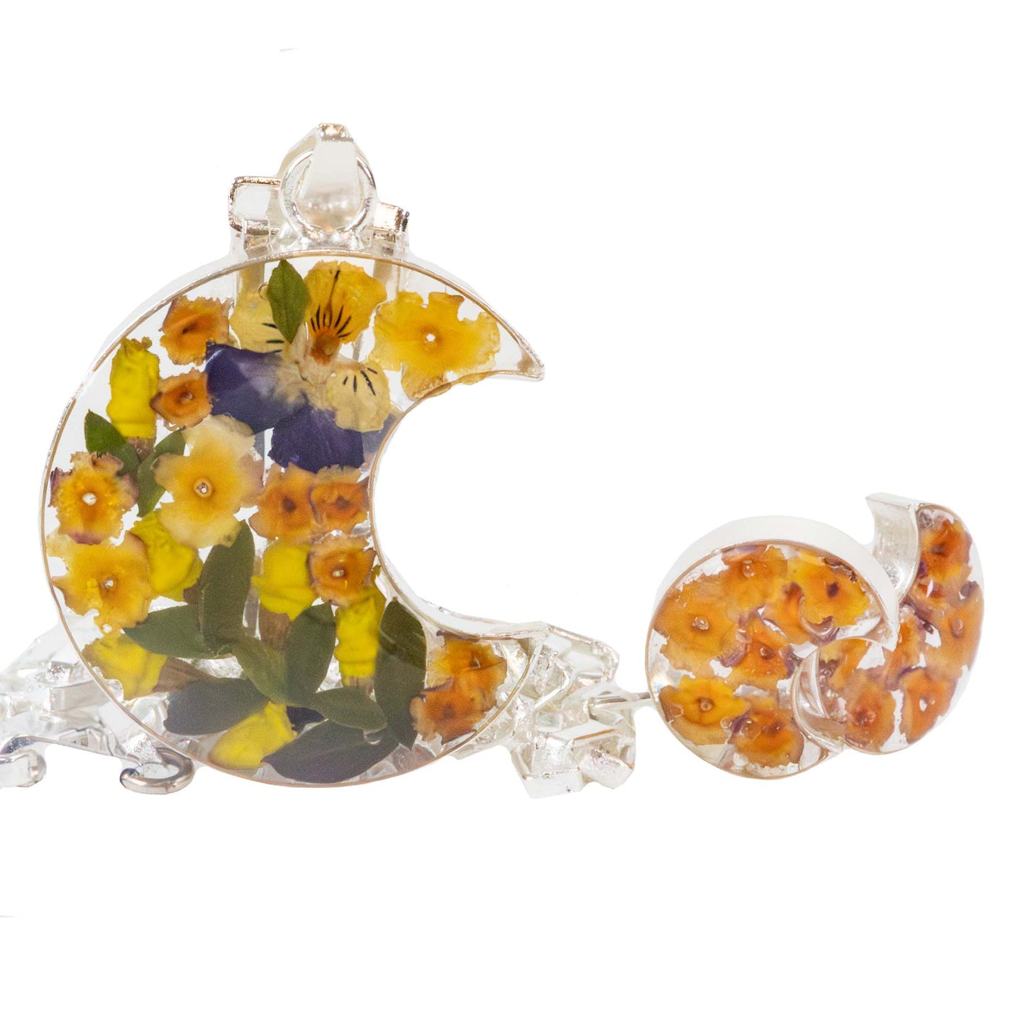 Pressed Flower Crescent Stud Earrings - Assorted