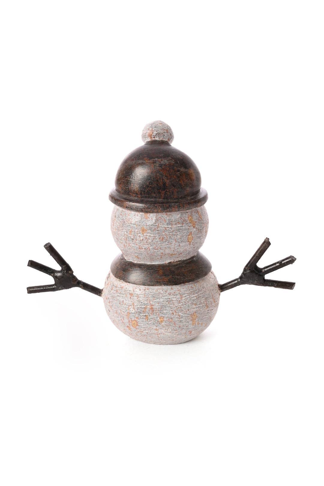 Small Snowman Stone and Metal Sculpture