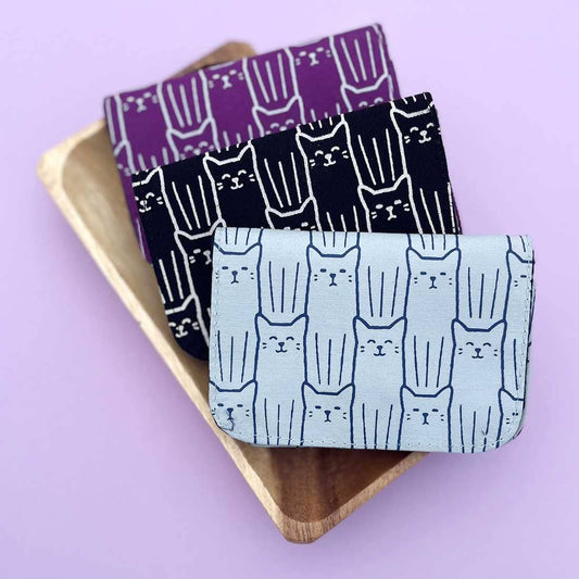 Cotton Canvas Cardholders - Cat Prints
