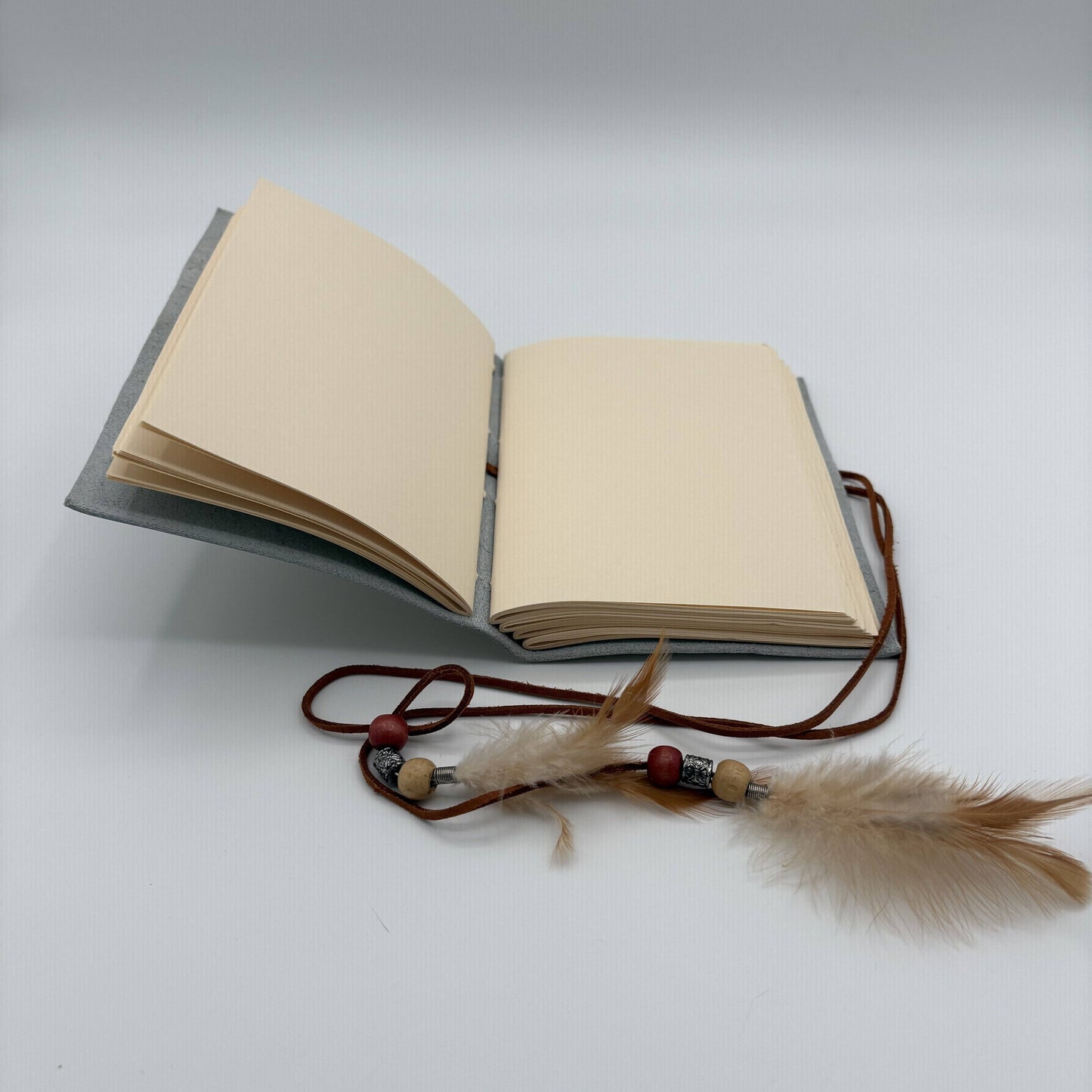Leather Journal - Gray/Feathers
