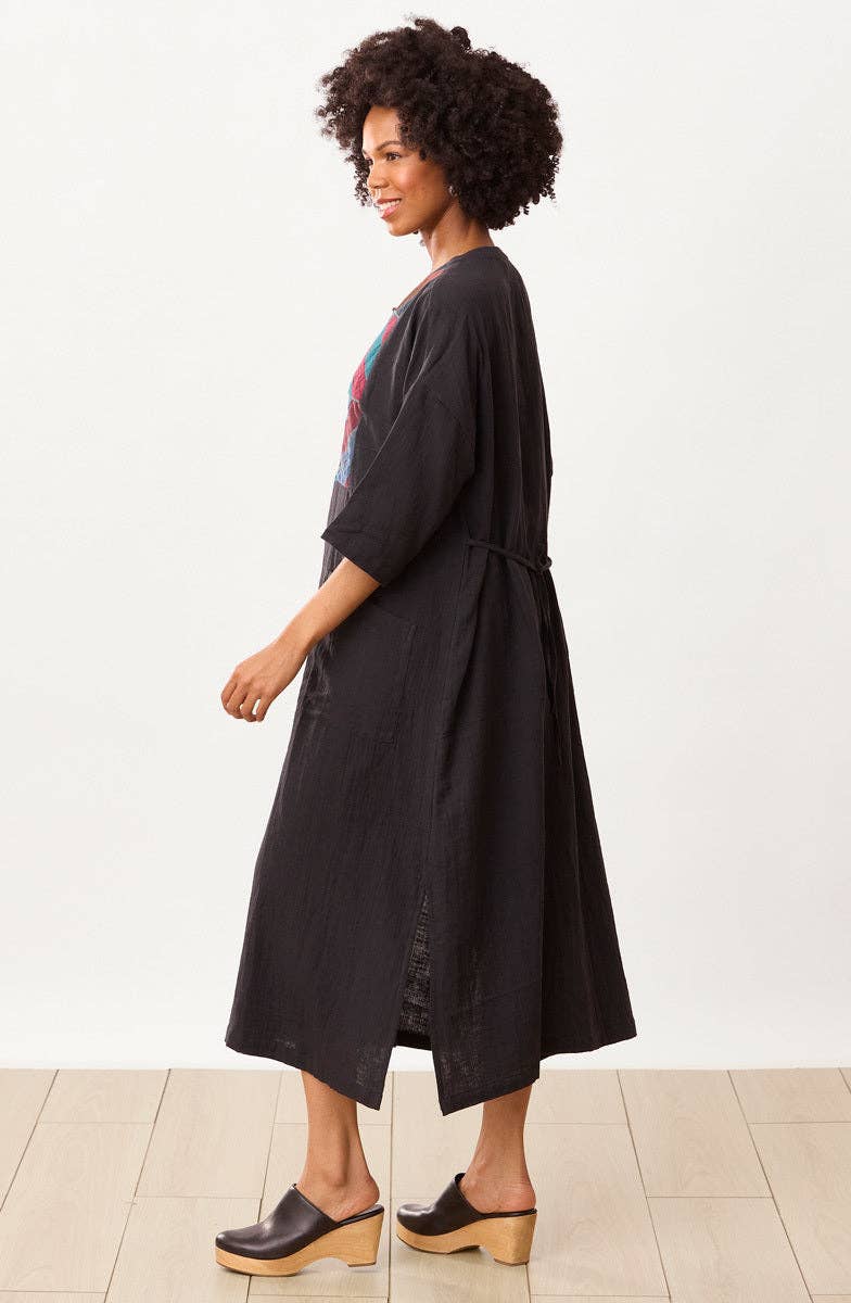 Reshma Cotton Double Gauze Kaftan - Black/Multi
