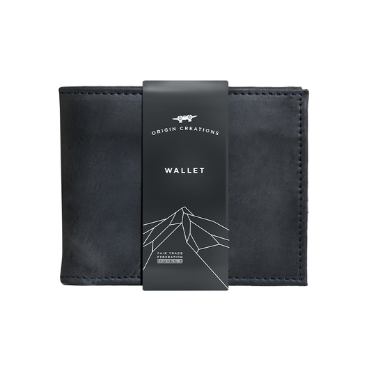 BIFOLD Leather Wallet  Electric Black  /  Fair Trade Artisan