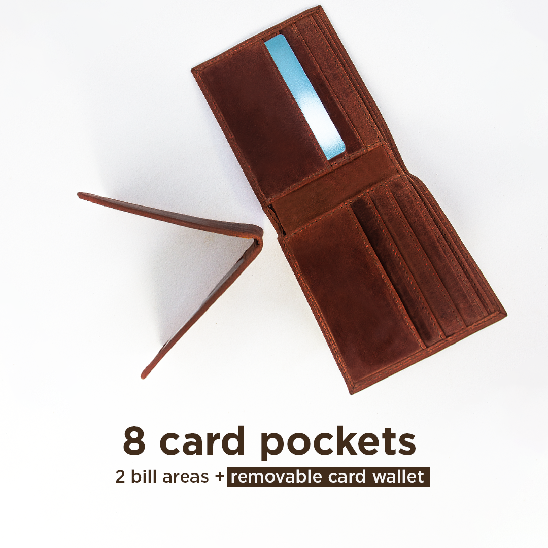 BIFOLD Leather Wallet  Saddle Brown  /  Fair Trade Artisan