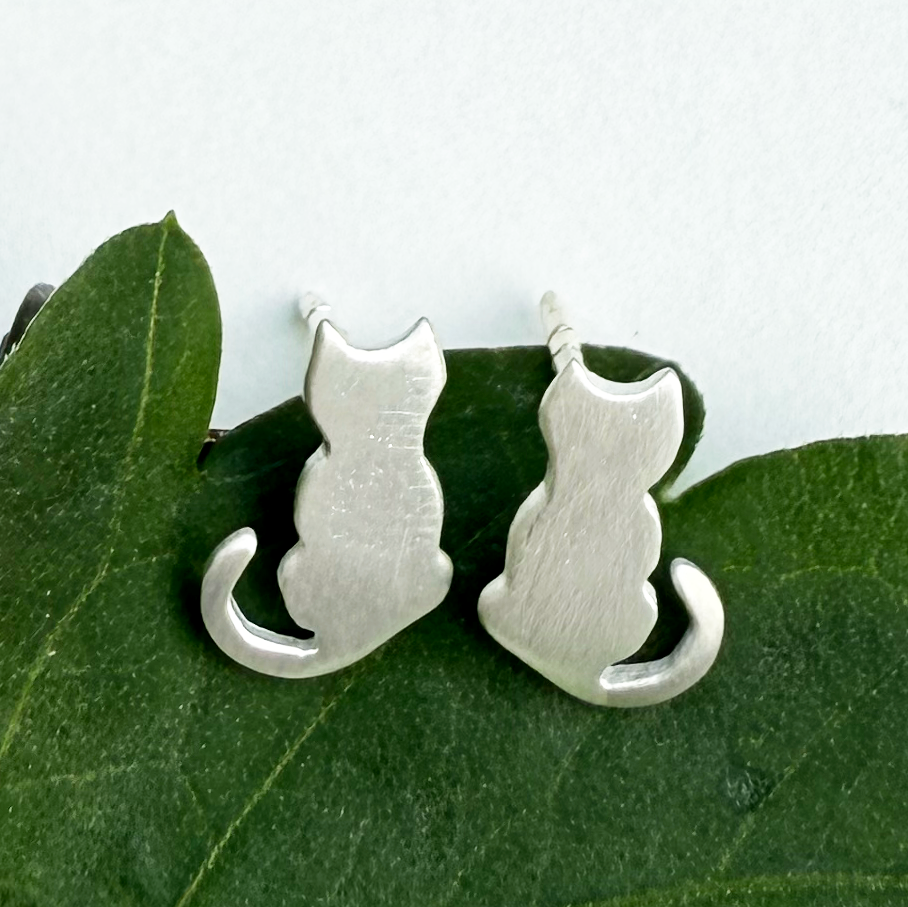 Tiny Cat Studs - Sterling Silver