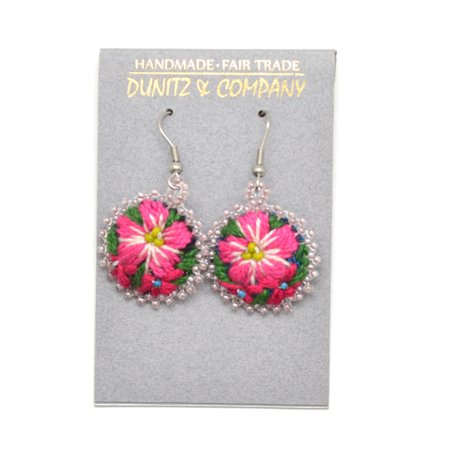 Embroidered & Beaded Flower Earrings - Assorted