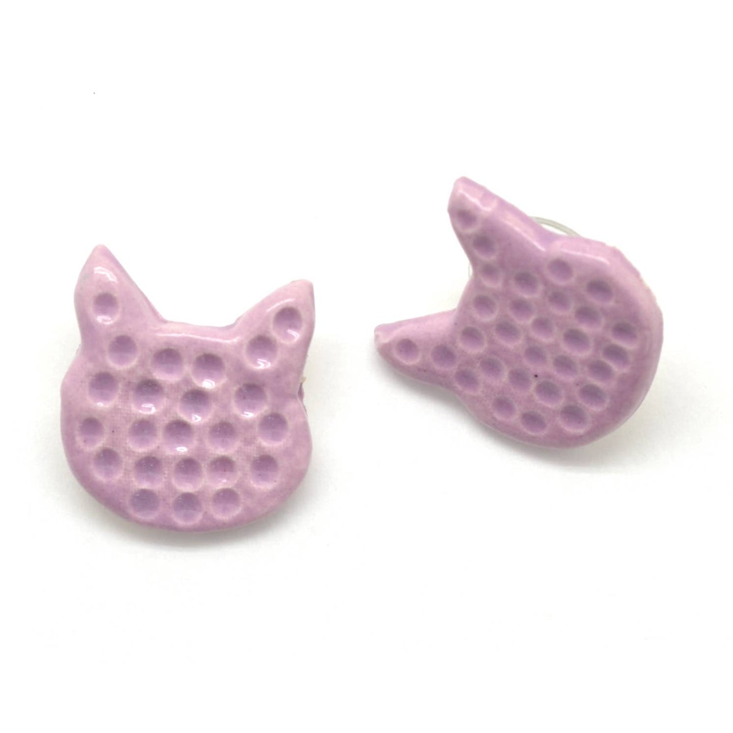 Colorful Ceramic Cat Stud Earrings - Assorted