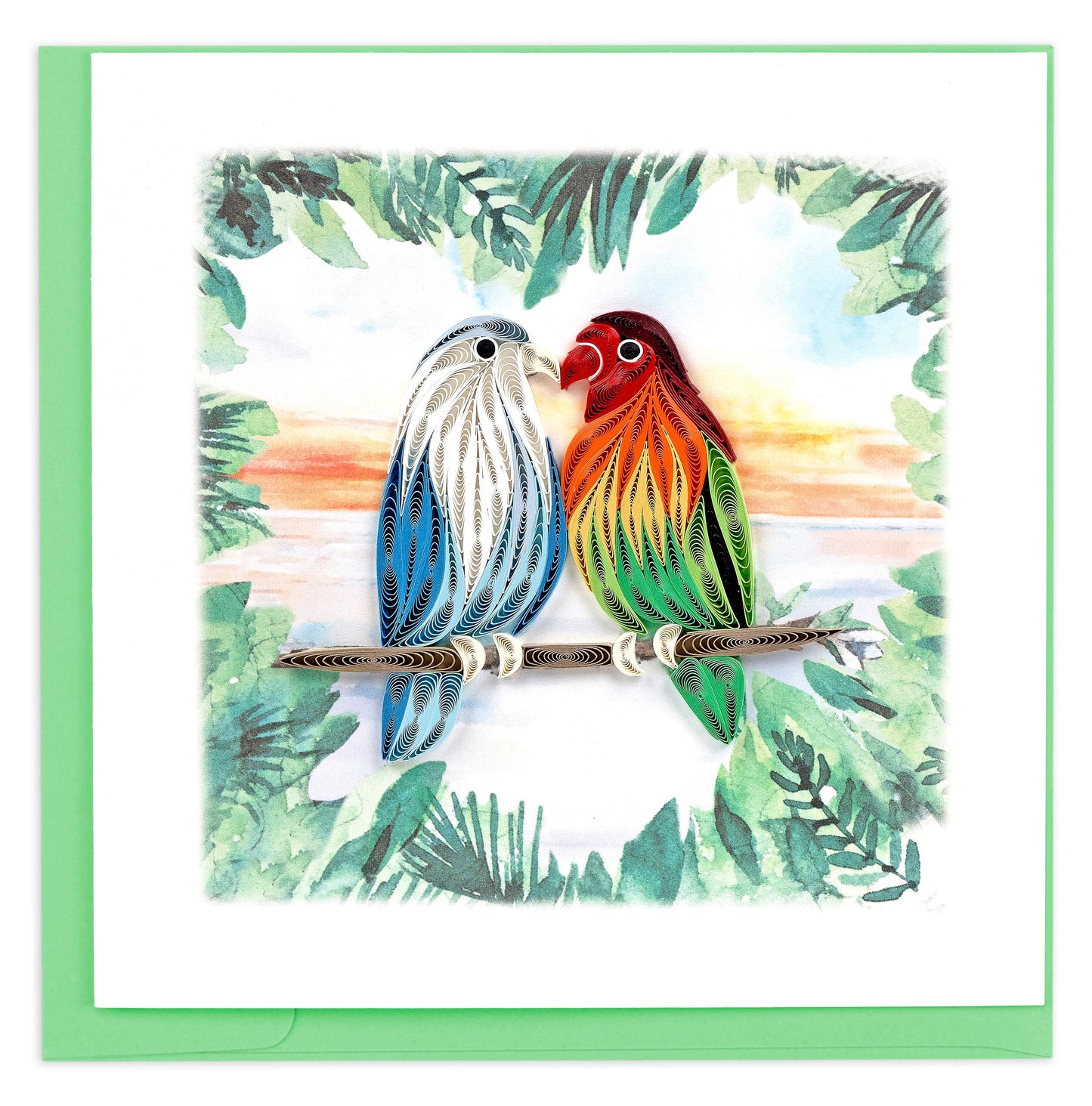 Quilled Pair of Lovebirds Greeting Card