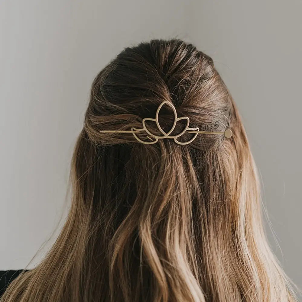 Kairavini Lotus Hair Slide - Gold