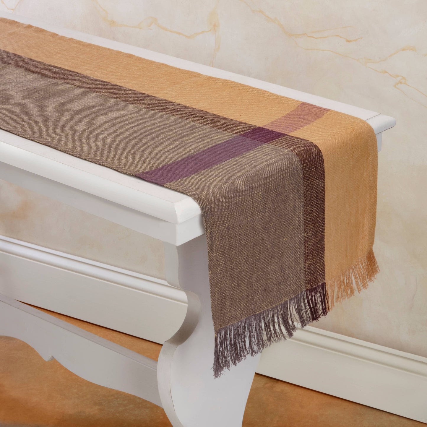 GOLDEN RAISIN Runner, Handwoven Flax Linen