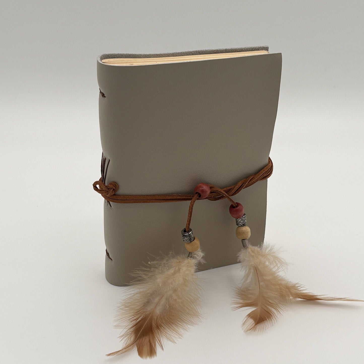 Leather Journal - Gray/Feathers