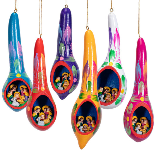 Nativity Drop Gourd Ornament - Assorted
