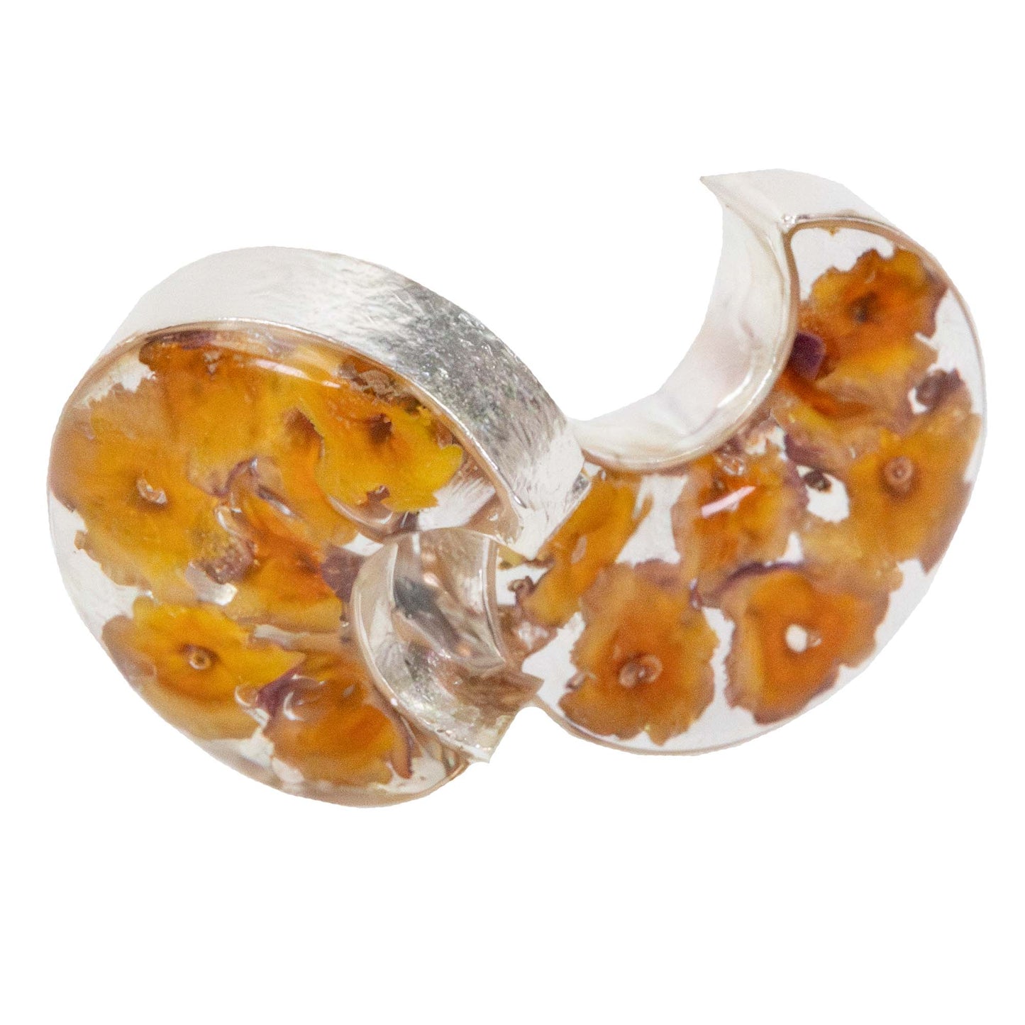Pressed Flower Crescent Stud Earrings - Assorted