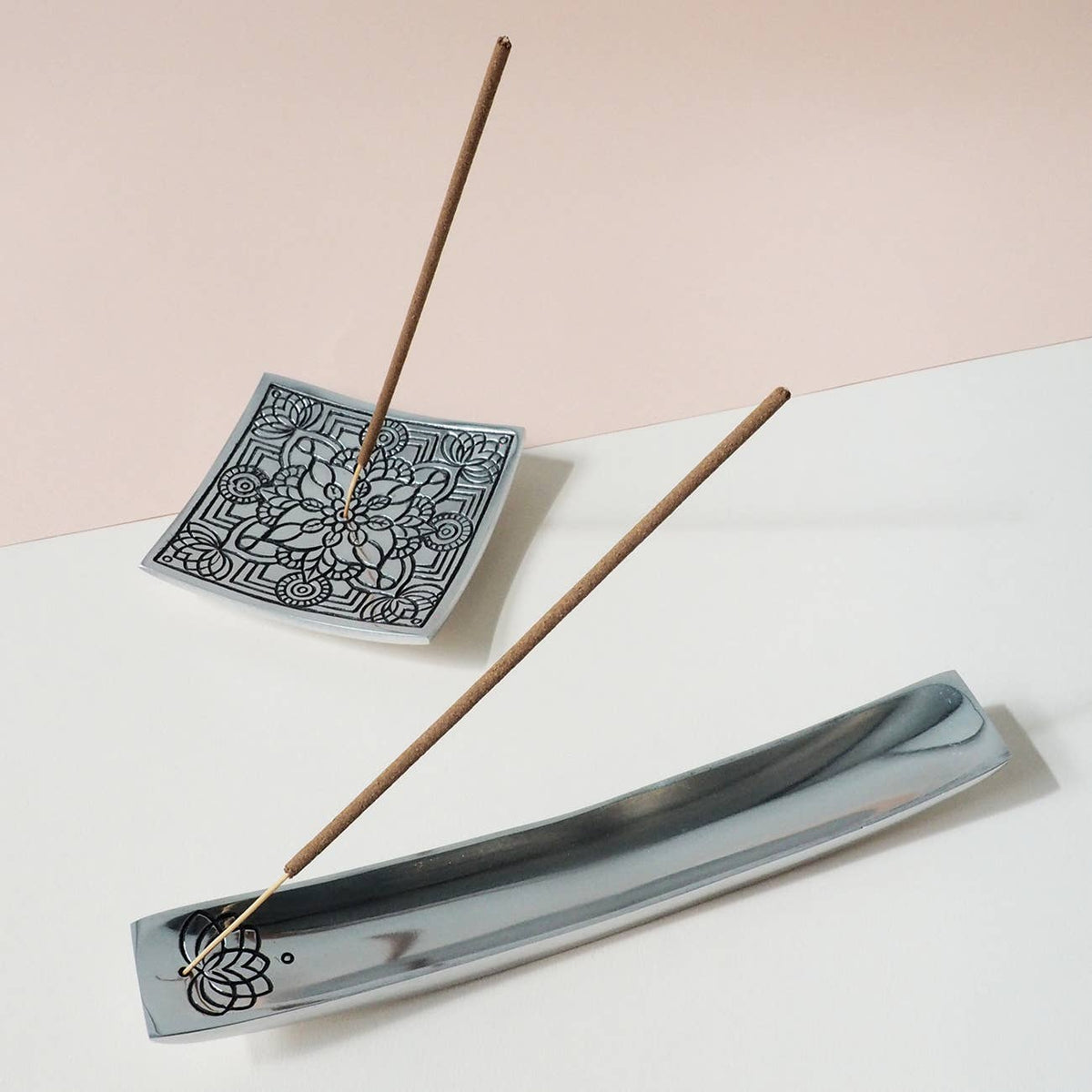 Recycled Aluminum Incense Square Holder with Pattern