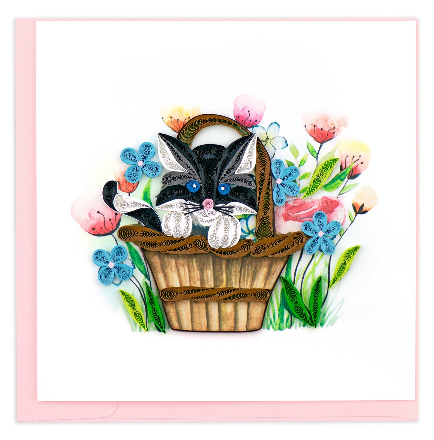 Quilled Black Kitten Greeting Card
