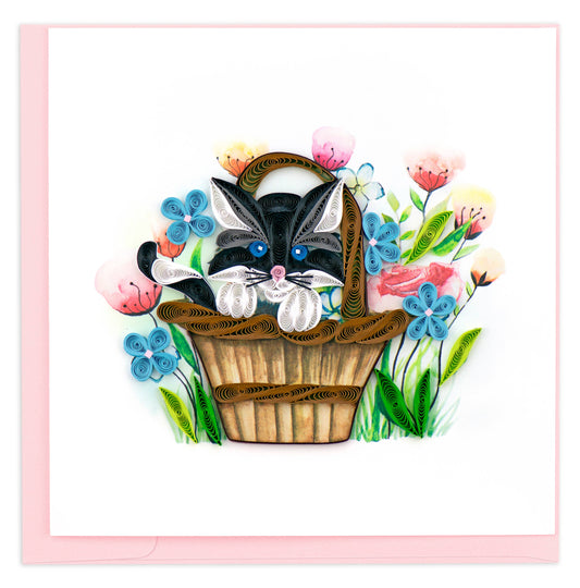 Quilled Black Kitten Greeting Card