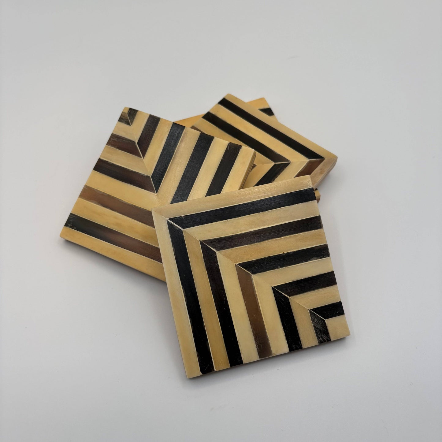 Wood & Camel Bone Coaster Set of 4 - Chevrons