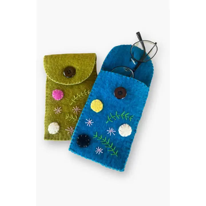 Embroidered Eyeglass Holder w/ Button - Assorted