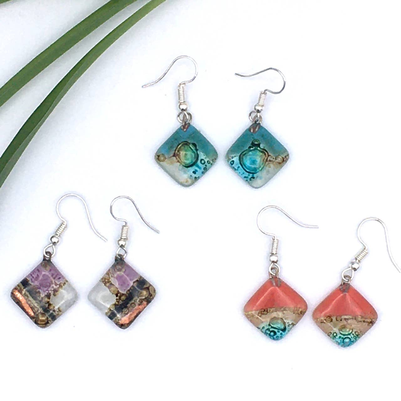 Small Recycled Windowpane Glass Earrings - Assorted Shapes