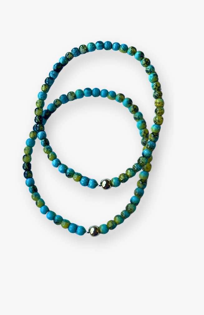 Glass Turquoise Bead Bracelet
