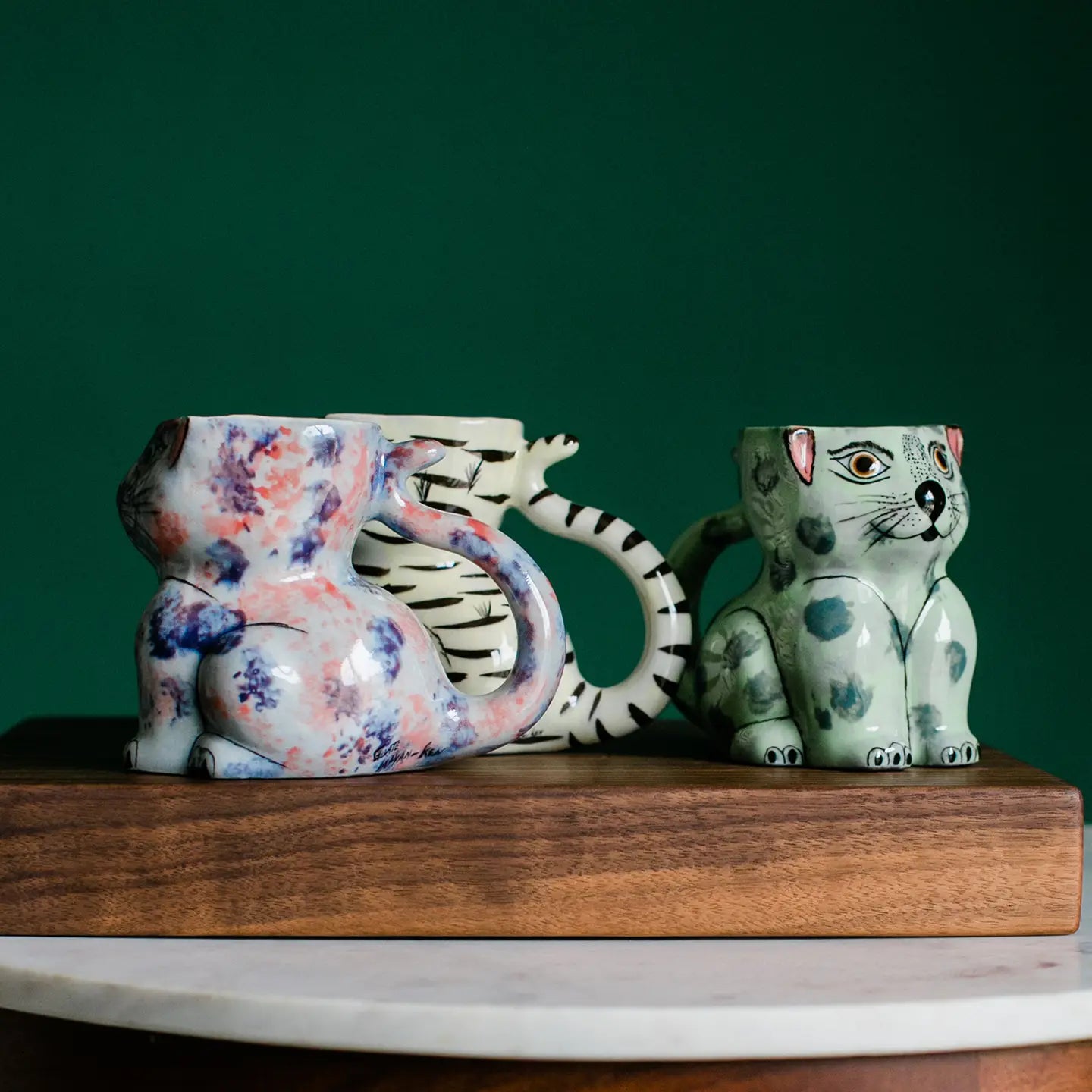 Hand-painted Ceramic Cat Mug - Assorted