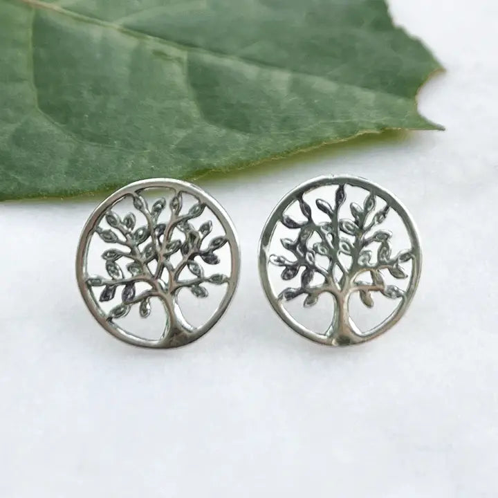 Tree of Life Post Earrings - Sterling
