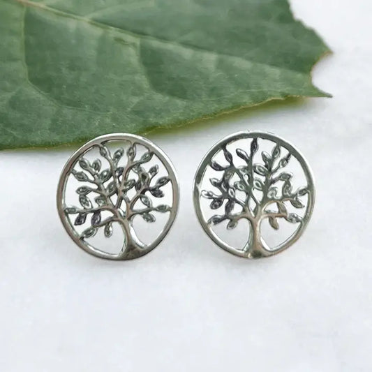 Tree of Life Post Earrings - Sterling