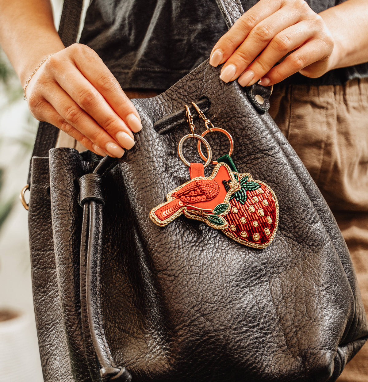 Raksha Strawberry Bag Charm Keychain