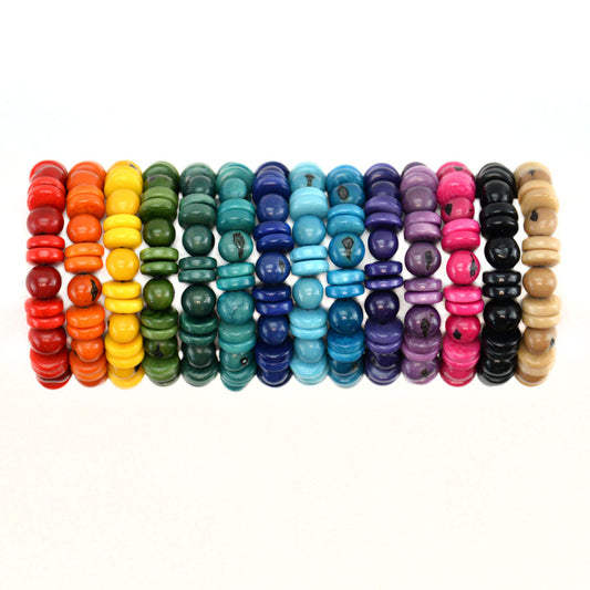 Tagua Pearl & Button Bracelet - Assorted