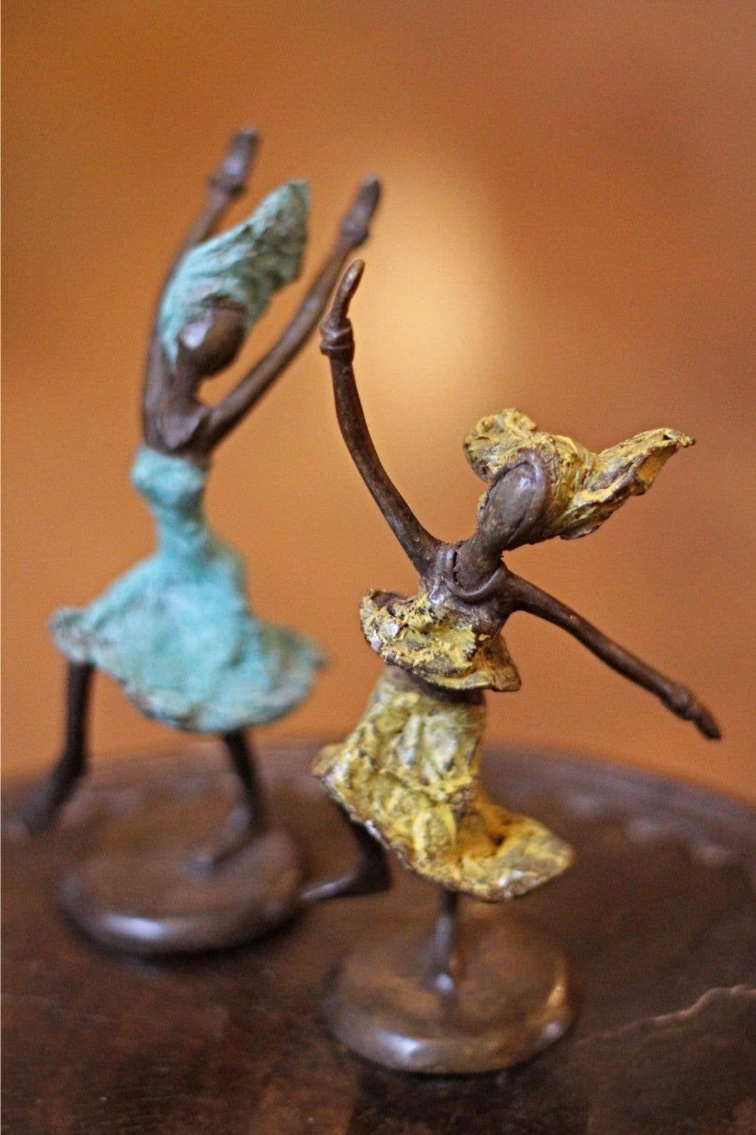 Bronze Miniature Celebrating Lady Sculpture - Assorted
