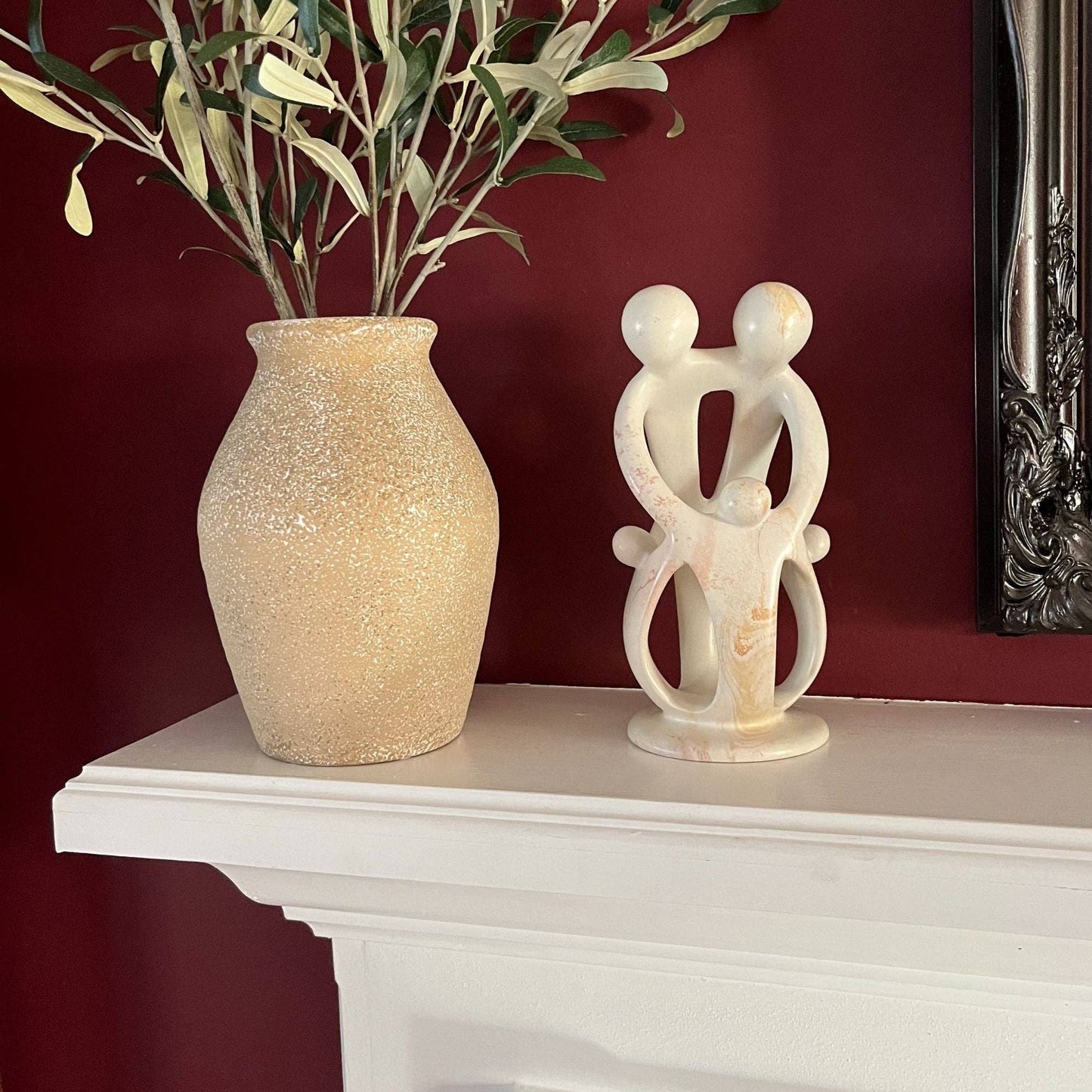 Natural Soapstone Family Sculpture - 5-Person, 8''
