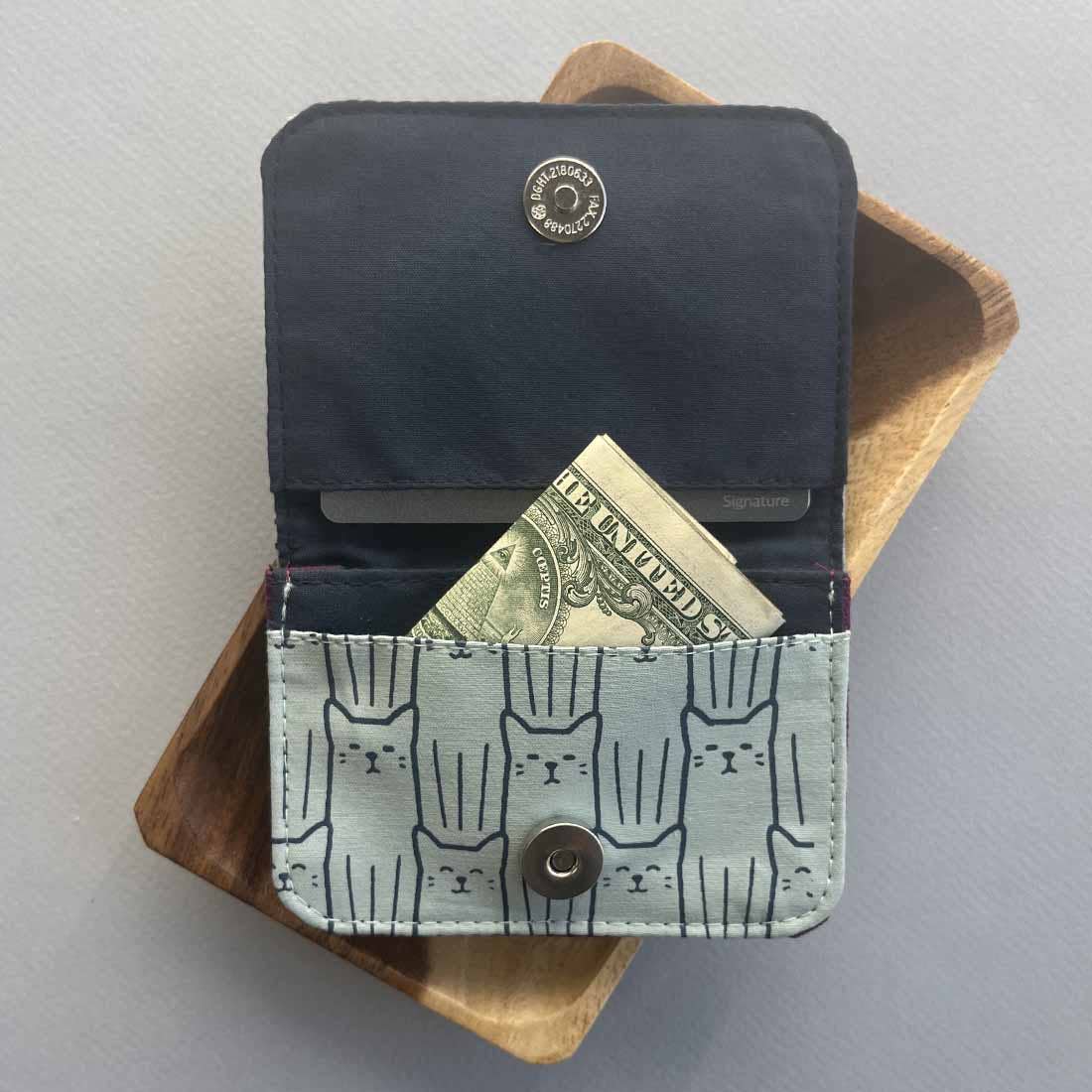 Cotton Canvas Cardholders - Cat Prints