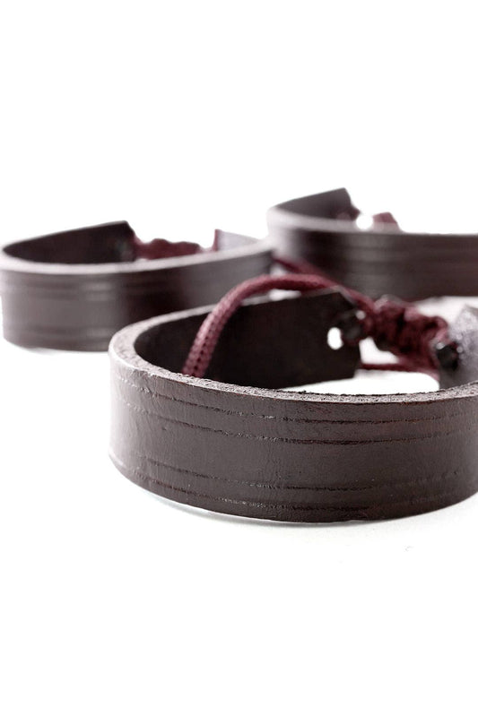 Brown Adjustable Leather Bracelet from Kenya - Wide