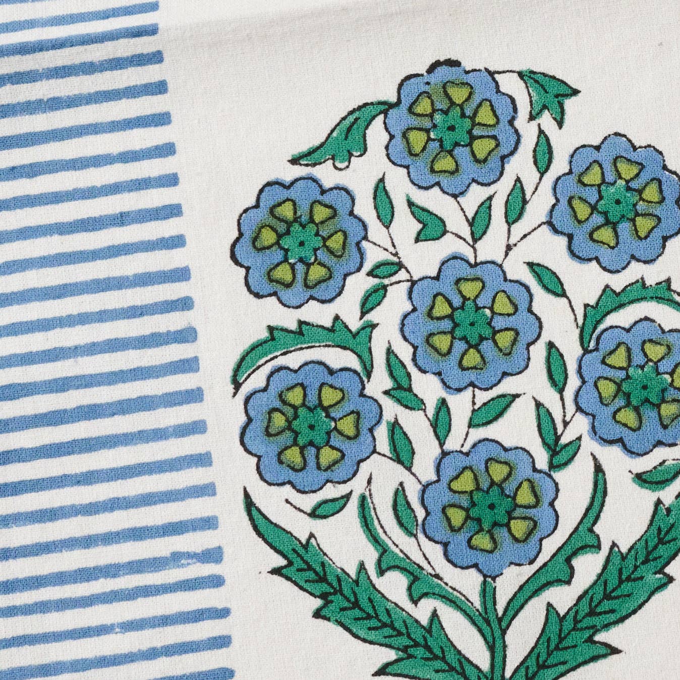 Devika Floral + Stripe Block Print Napkin