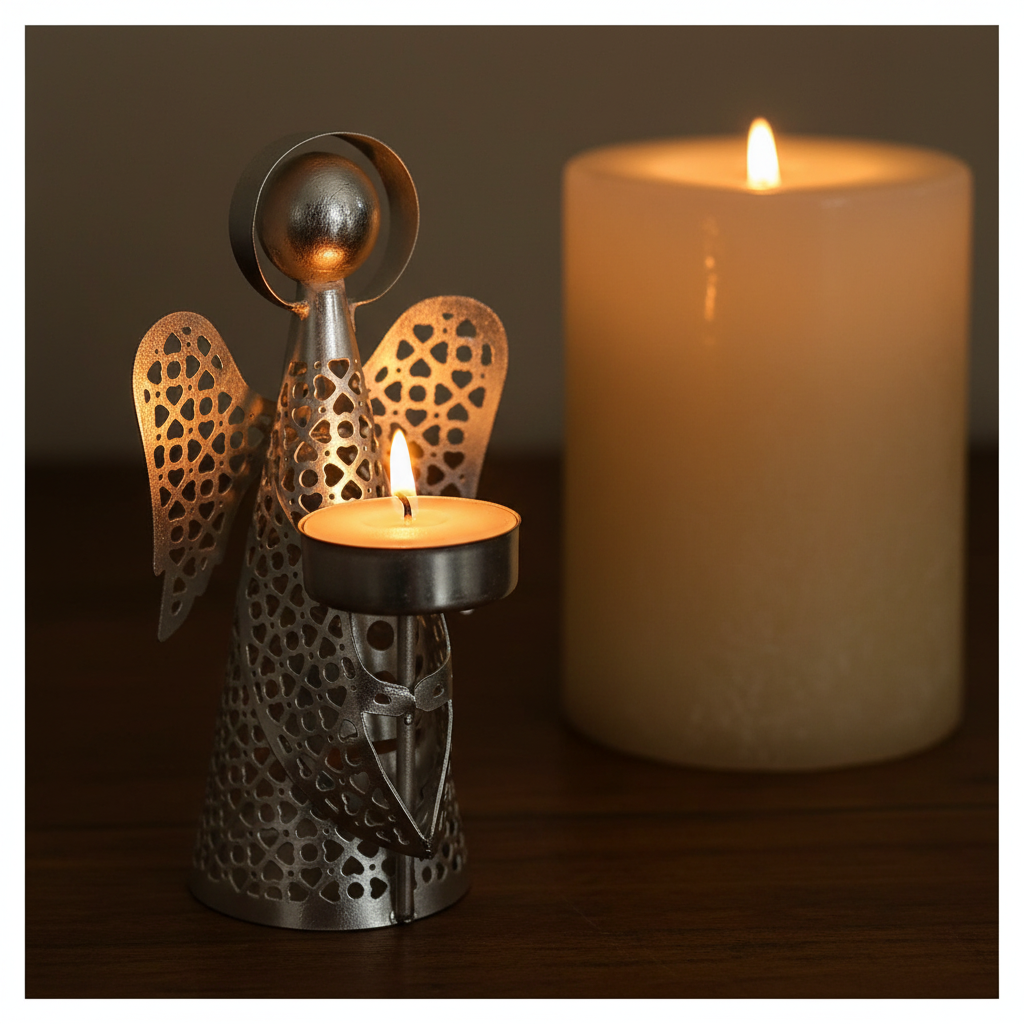Angel Candle Holder - Silver