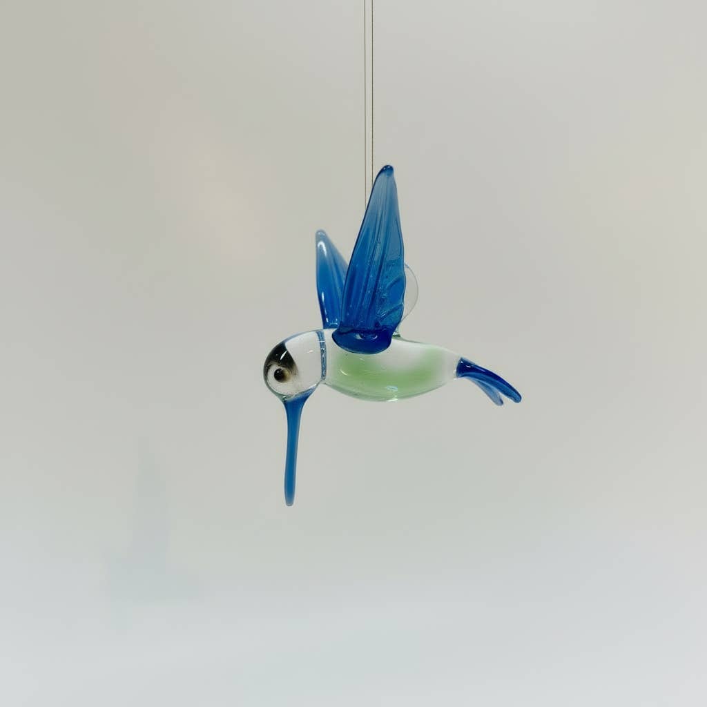 Blown Glass Ornament - Hummingbird Posing