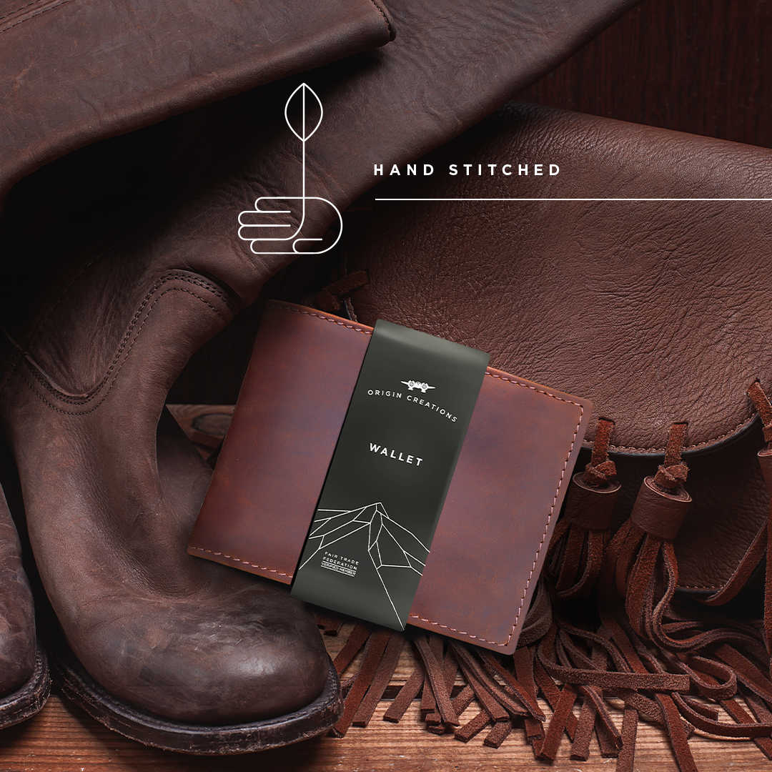 BIFOLD Leather Wallet  Saddle Brown  /  Fair Trade Artisan