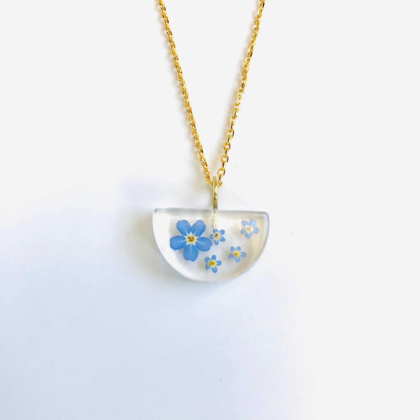 Botanical Forget-Me-Not MINI Half-Moon Necklace