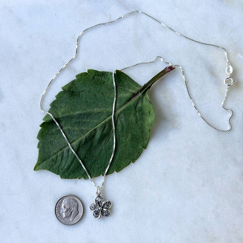 Petit Filigree Flower Necklace - Sterling Silver