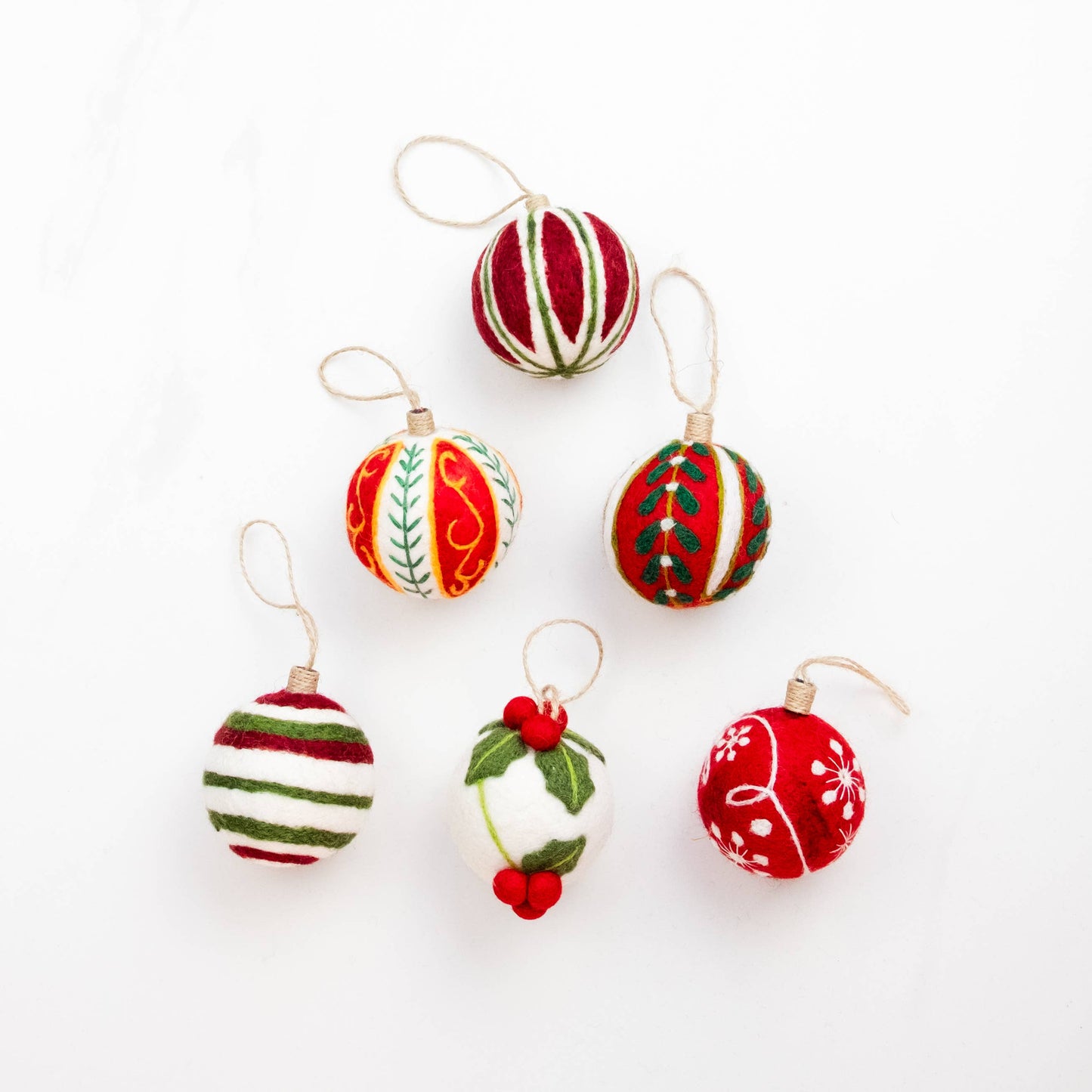Embroidered Red Ball Ornament - Assorted