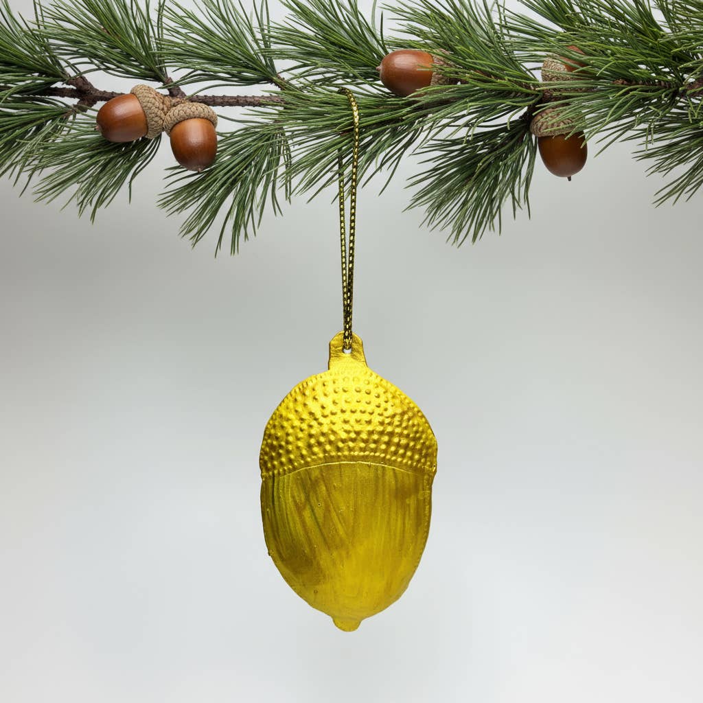 Upcycled Metal Acorn Ornament