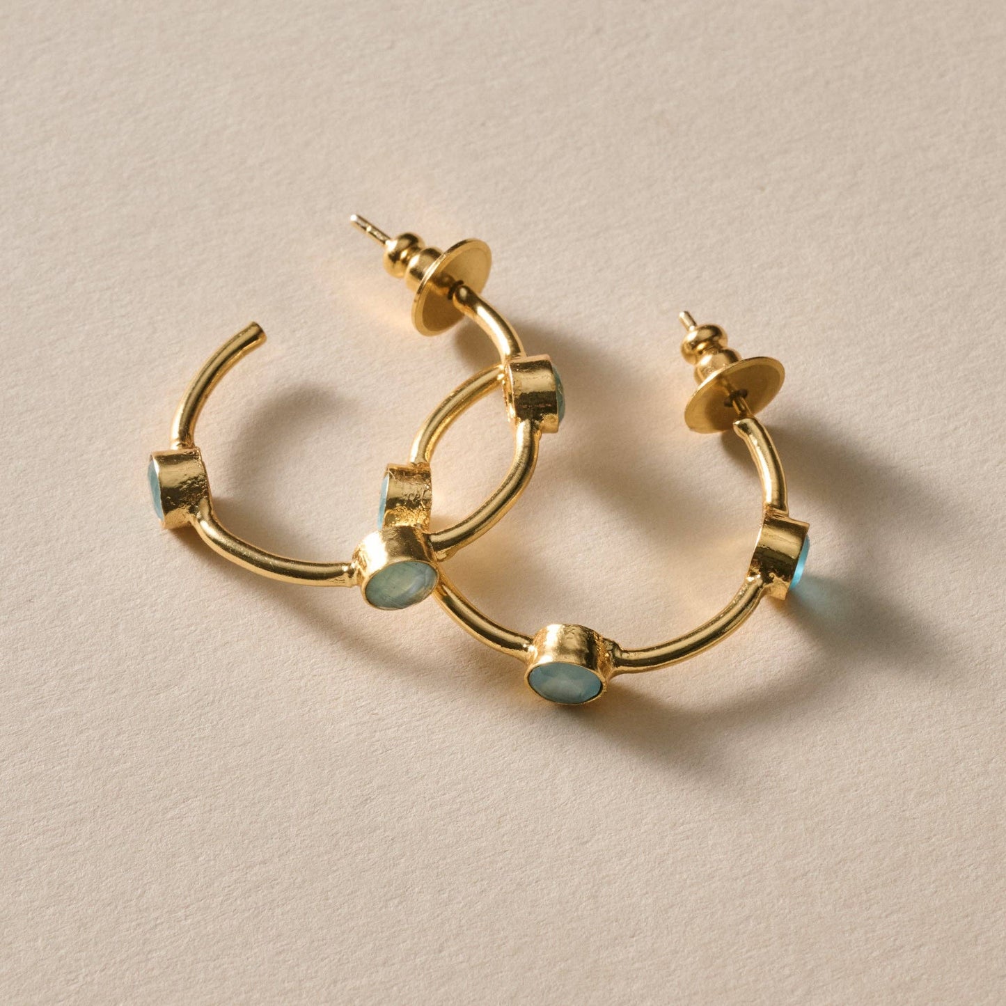 Mira Chalcendony Hoop Earrings