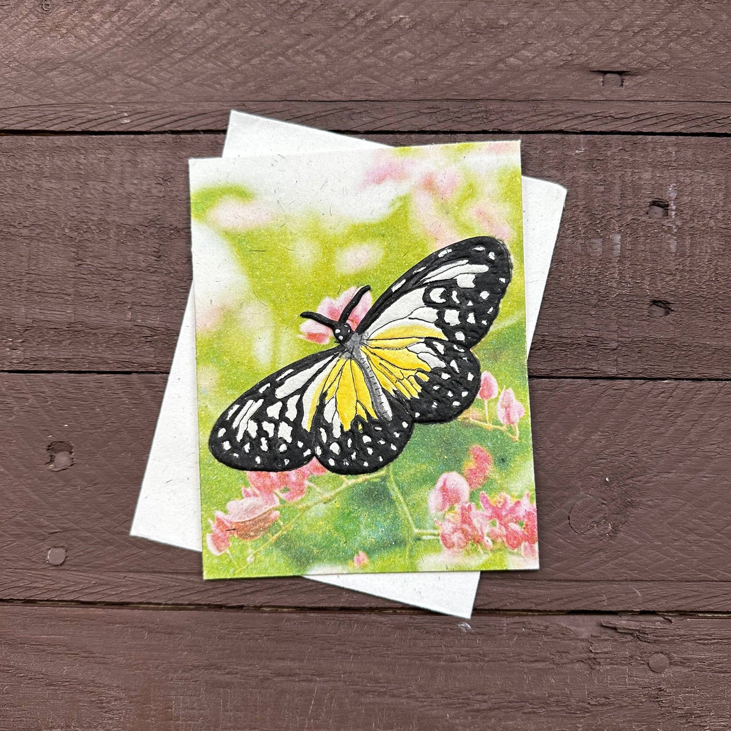 Butterfly Greeting Card - White & Yellow