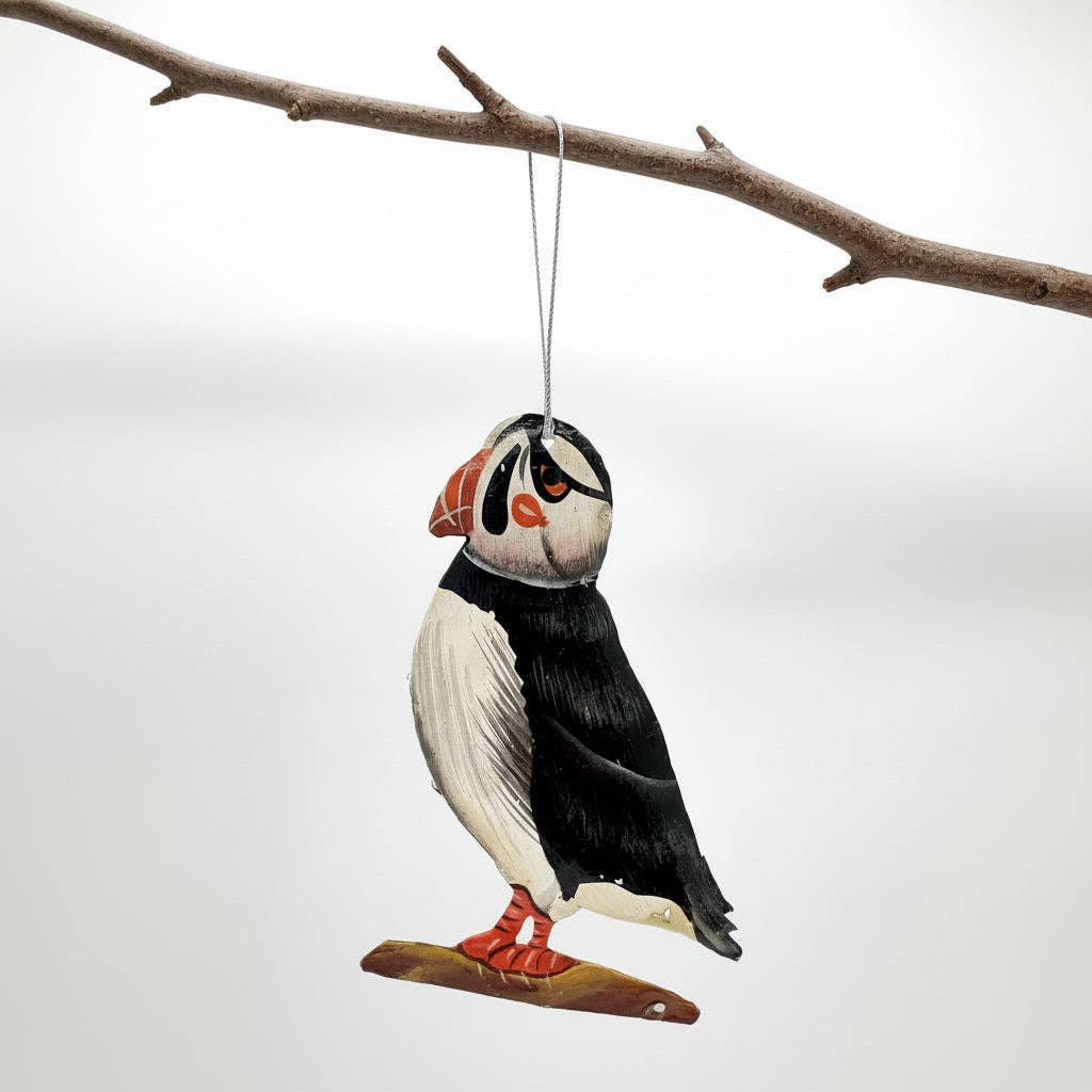Upcycled Metal Ornament - Atlantic Puffin