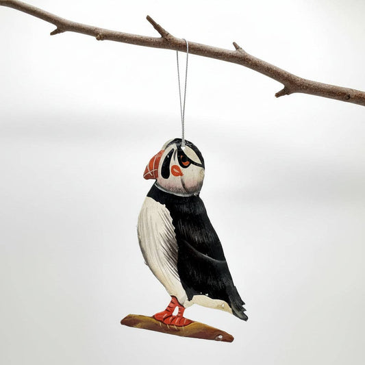 Upcycled Metal Ornament - Atlantic Puffin