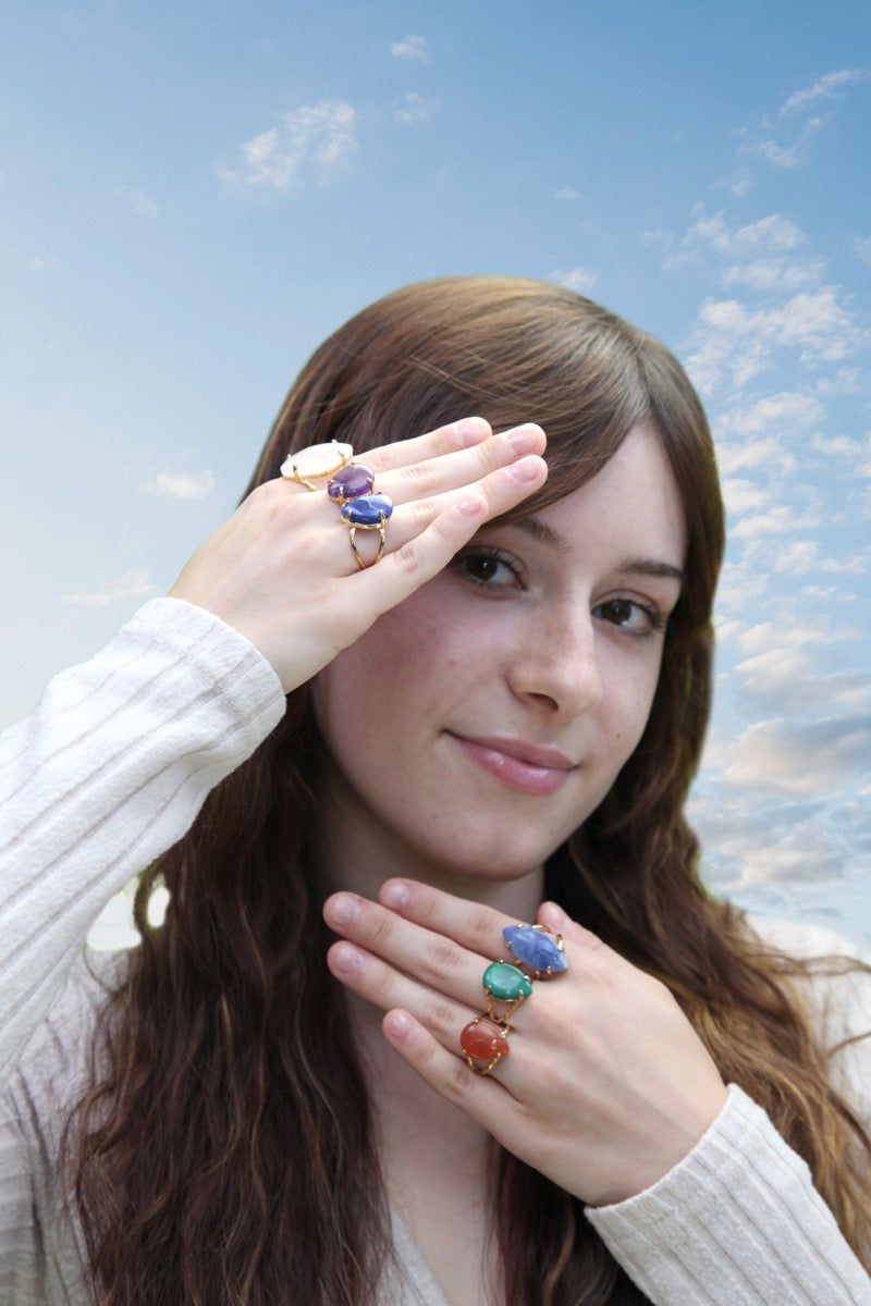 Gold-plated Gemstone Ring - Assorted