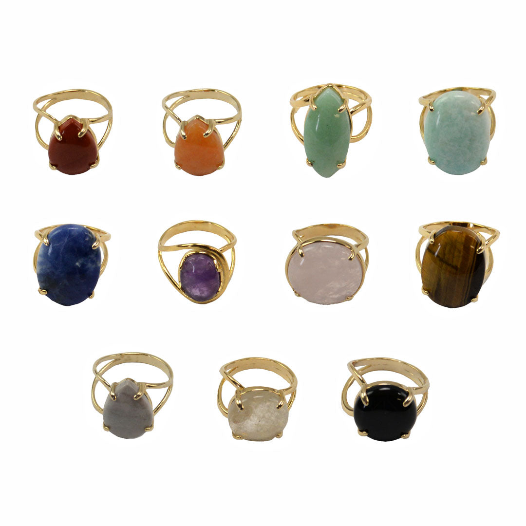 Gold-plated Gemstone Ring - Assorted