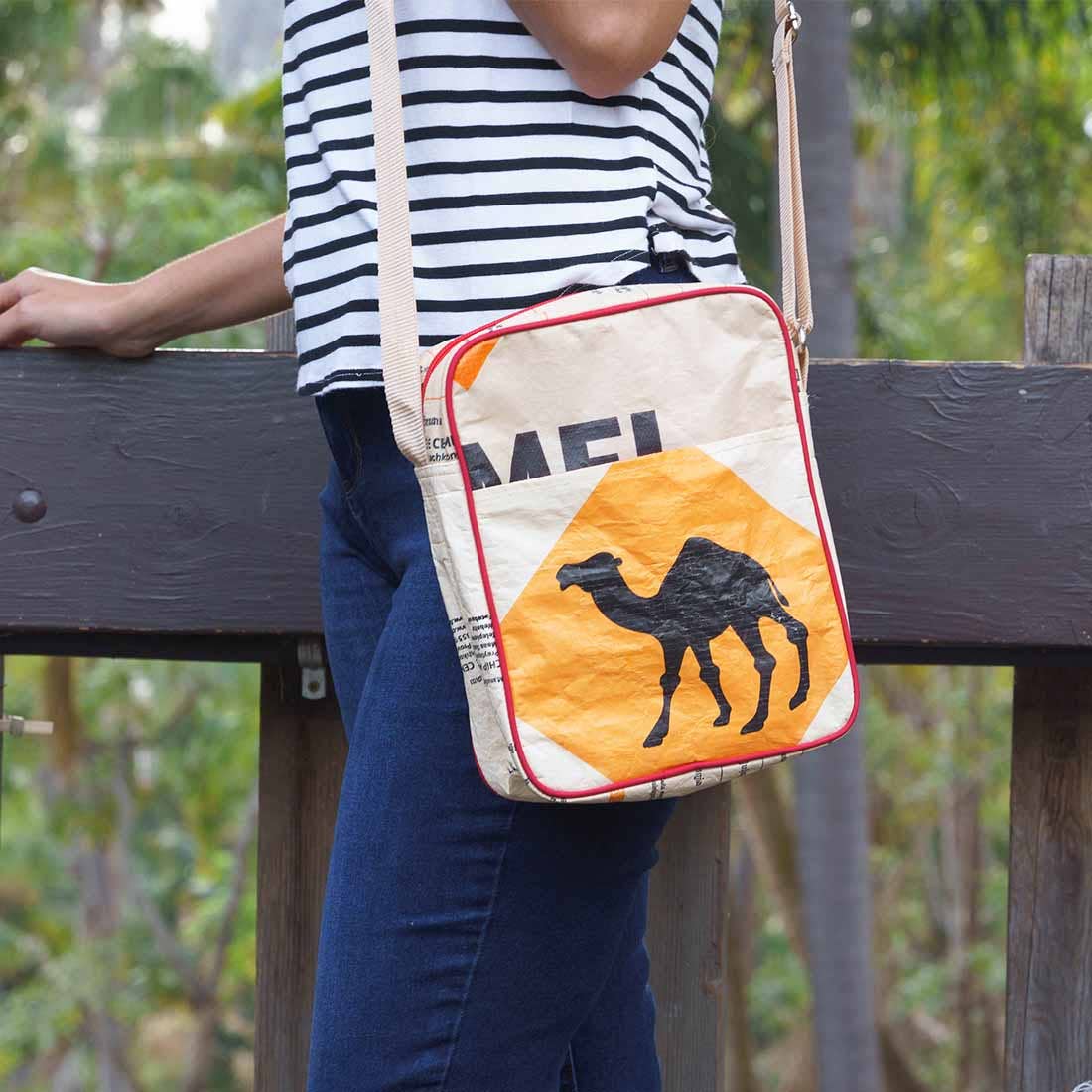 Recycled Cement Bag - Crossbody / Camel