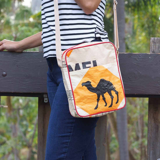 Recycled Cement Bag - Crossbody / Camel