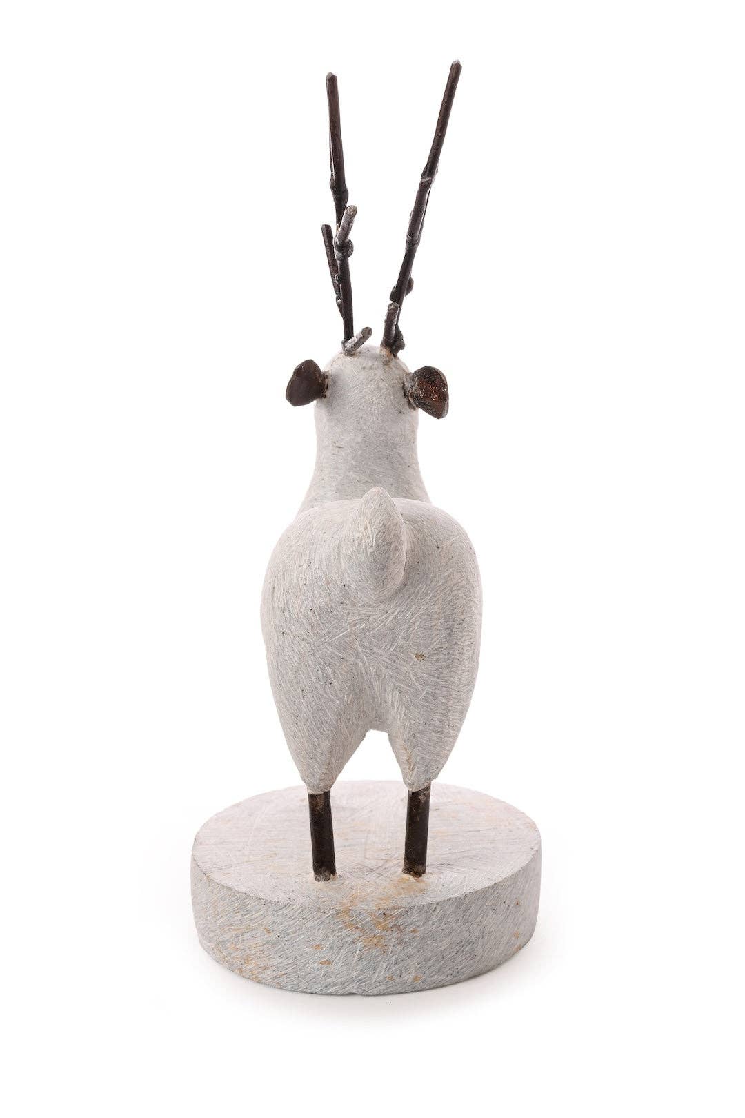 Reindeer Stone and Metal Sculpture